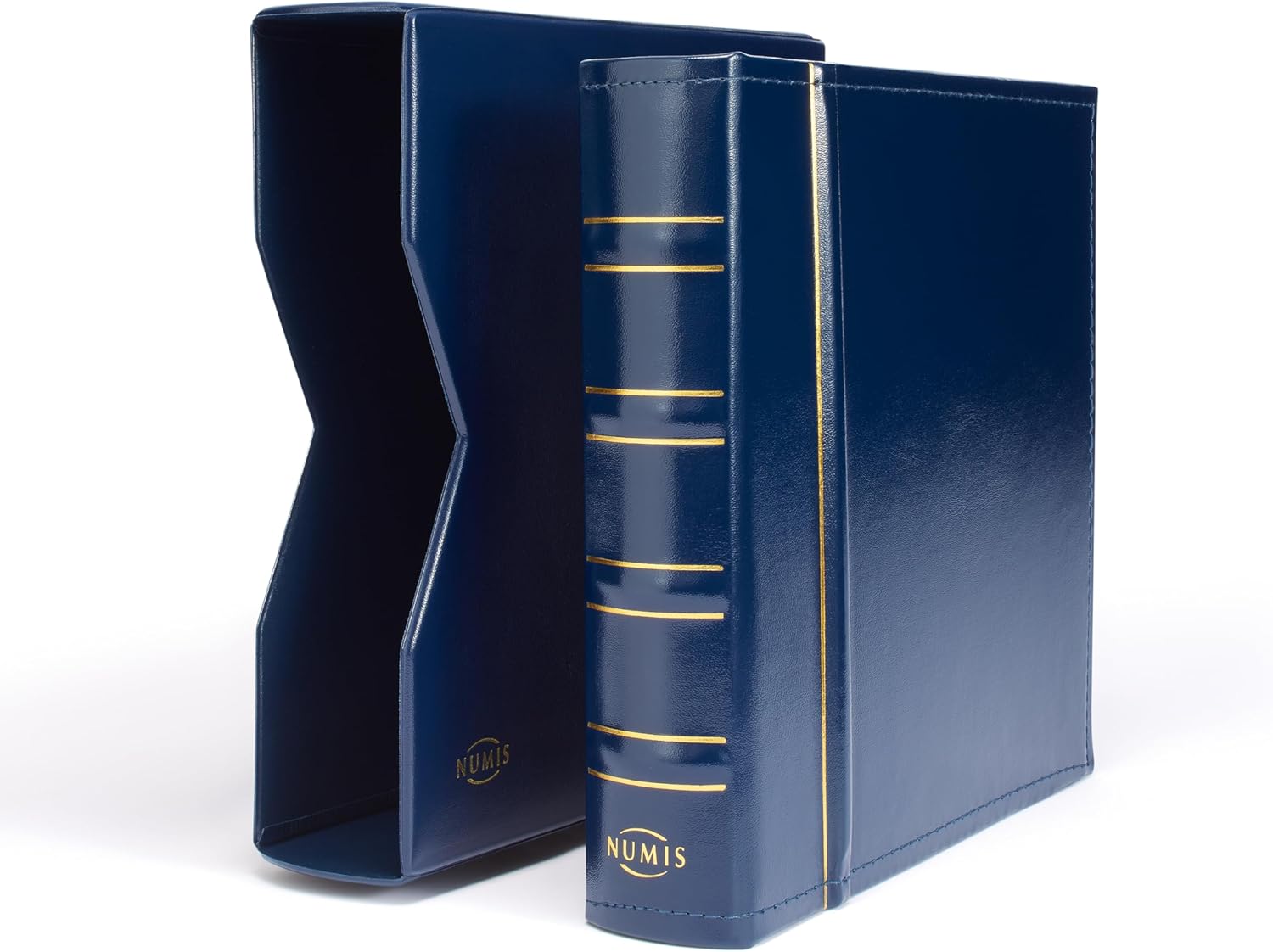 Numis Coin Album, Classic Design with Slipcase Incl. 5 Different Pockets, Blue