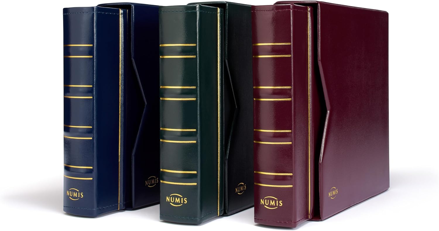 Numis Coin Album, Classic Design with Slipcase Incl. 5 Different Pockets, Blue