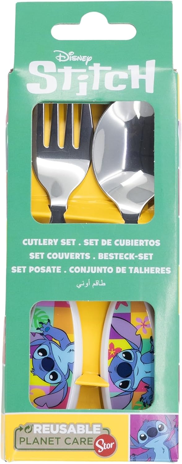 Disney - Stitch - 2 Pcs Elliptical Metallic Cutlery Set