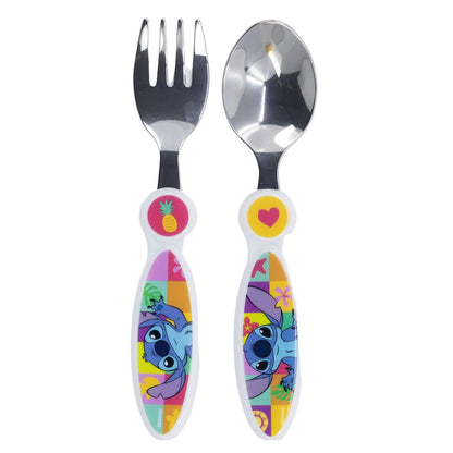 Disney - Stitch - 2 Pcs Elliptical Metallic Cutlery Set