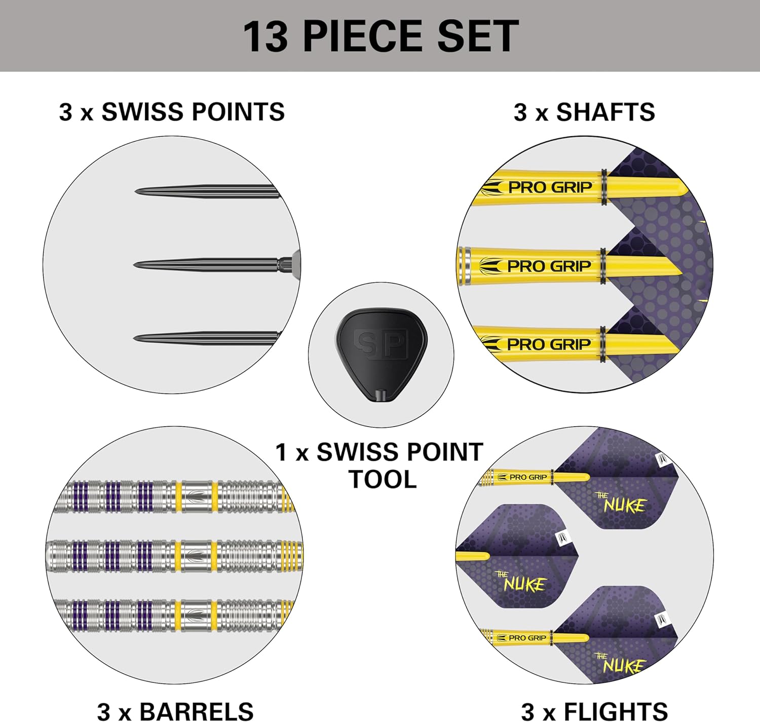 TARGET Darts Luke Littler Loadout 90% Tungsten Steel Tip Darts Set – Steel Tip Dart, The Nuke Player Edition Dart Set, Swiss Point Darts, SP Tool Included