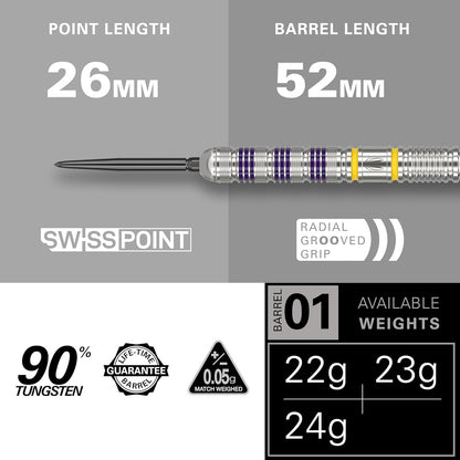 TARGET Darts Luke Littler Loadout 90% Tungsten Steel Tip Darts Set – Steel Tip Dart, The Nuke Player Edition Dart Set, Swiss Point Darts, SP Tool Included