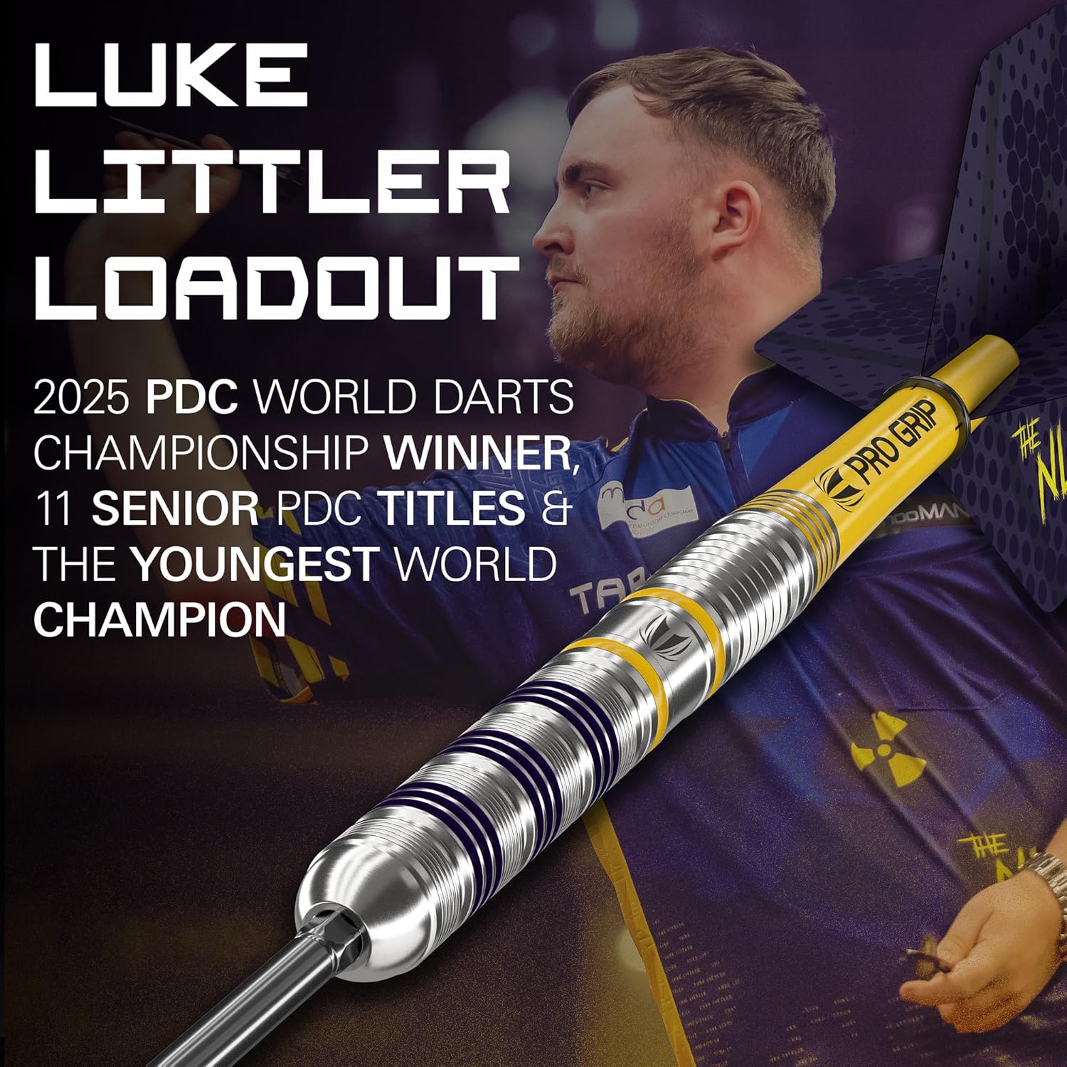 TARGET Darts Luke Littler Loadout 90% Tungsten Steel Tip Darts Set – Steel Tip Dart, The Nuke Player Edition Dart Set, Swiss Point Darts, SP Tool Included