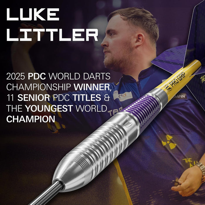 TARGET Darts Luke Littler Set – 22G Steel Tip Brass Darts or 85-Piece Dart Accessories Pack | The Nuke Player Edition Professional Darts & Accessories, Pro Grip Dart Shafts, Pro Ultra Flights