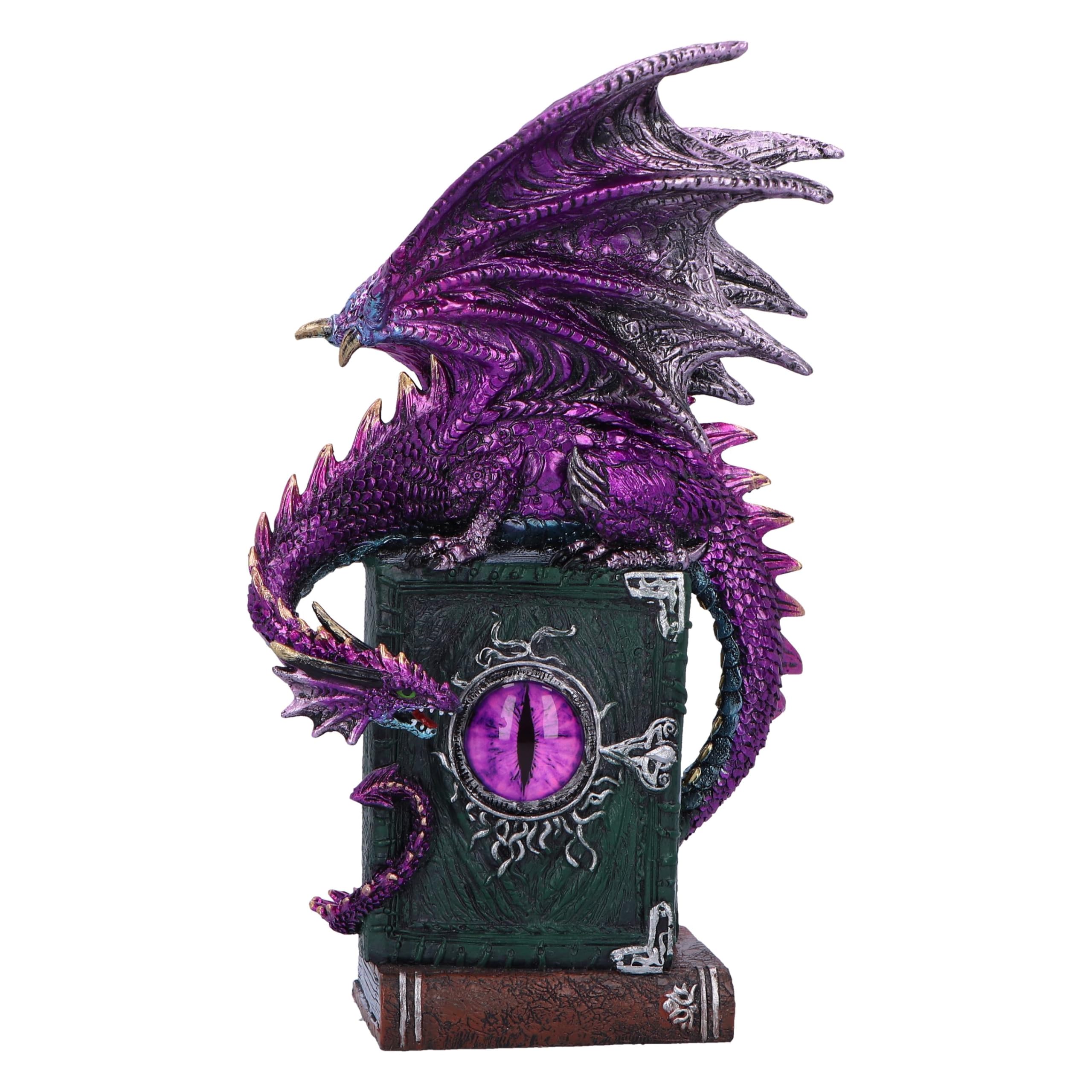 Nemesis Now Dragon Fable 24cm, Resin, Purple, Dragon on Haunted Books Figurine, Shimmering Purple Dragon Ornament, Collectable Dragon Giftware, Cast in the Finest Resin, Expertly Hand-Painted