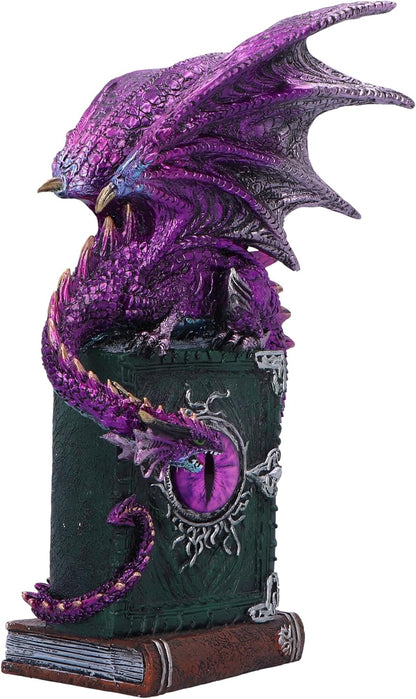 Nemesis Now Dragon Fable 24cm, Resin, Purple, Dragon on Haunted Books Figurine, Shimmering Purple Dragon Ornament, Collectable Dragon Giftware, Cast in the Finest Resin, Expertly Hand-Painted