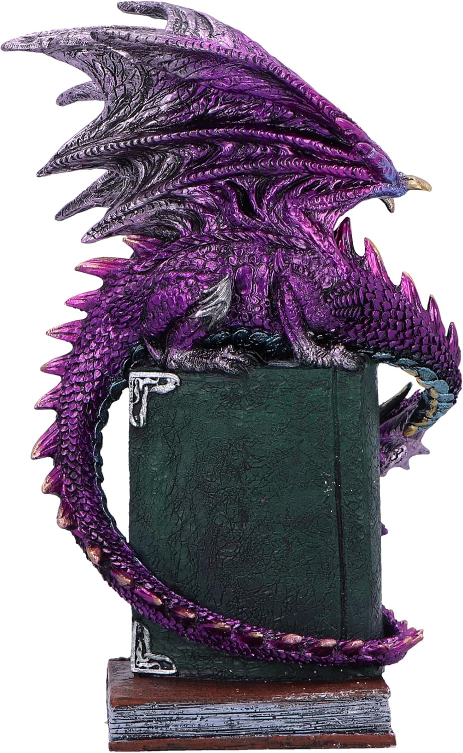 Nemesis Now Dragon Fable 24cm, Resin, Purple, Dragon on Haunted Books Figurine, Shimmering Purple Dragon Ornament, Collectable Dragon Giftware, Cast in the Finest Resin, Expertly Hand-Painted