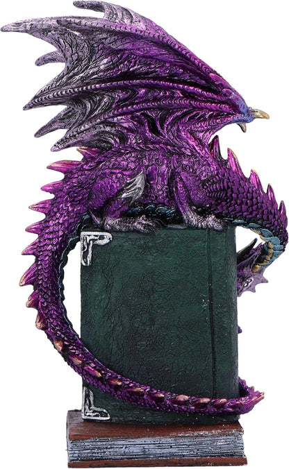 Nemesis Now Dragon Fable 24cm, Resin, Purple, Dragon on Haunted Books Figurine, Shimmering Purple Dragon Ornament, Collectable Dragon Giftware, Cast in the Finest Resin, Expertly Hand-Painted