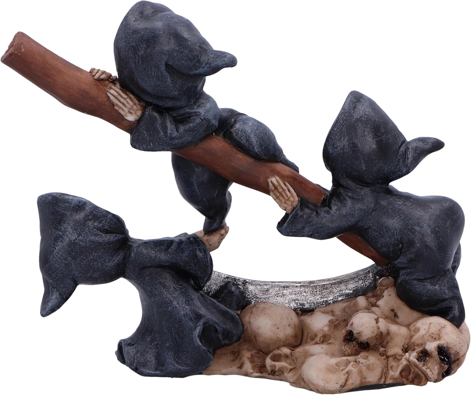 Nemesis Now Mischievous Reapers 3 Baby Reapers on Scythe Figurine, 15.5cm, Resin, Cast in the Finest Resin, Expertly Hand-Painted, White/Brown