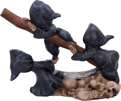 Nemesis Now Mischievous Reapers 3 Baby Reapers on Scythe Figurine, 15.5cm, Resin, Cast in the Finest Resin, Expertly Hand-Painted, White/Brown