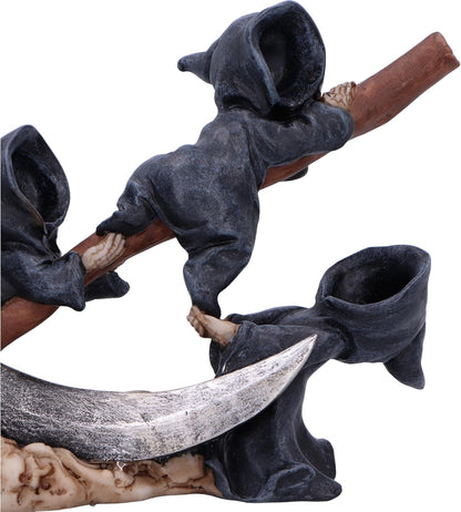 Nemesis Now Mischievous Reapers 3 Baby Reapers on Scythe Figurine, 15.5cm, Resin, Cast in the Finest Resin, Expertly Hand-Painted, White/Brown