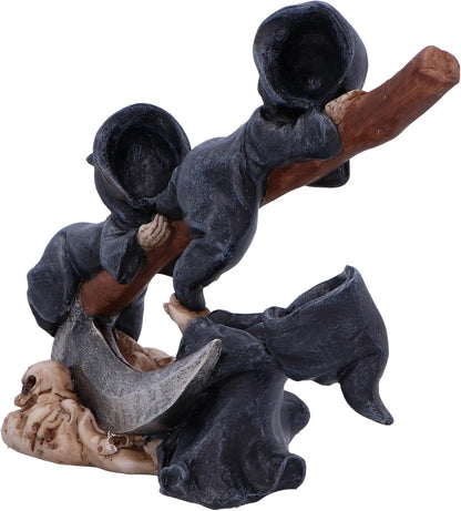 Nemesis Now Mischievous Reapers 3 Baby Reapers on Scythe Figurine, 15.5cm, Resin, Cast in the Finest Resin, Expertly Hand-Painted, White/Brown