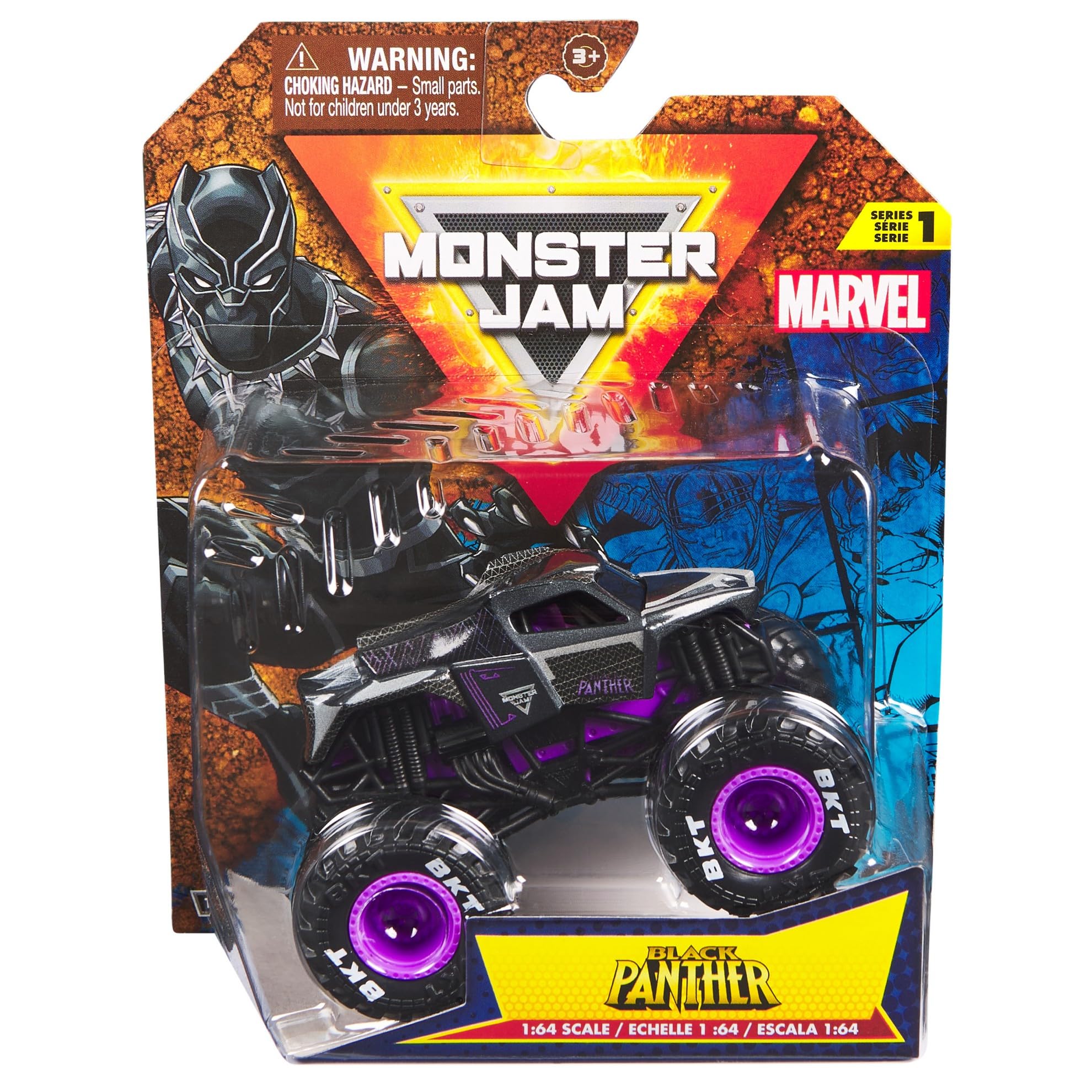 Monster Jam Marvel 2024 schaal 1:64 gegoten truck monster serie 1 met vlag: Black Panther