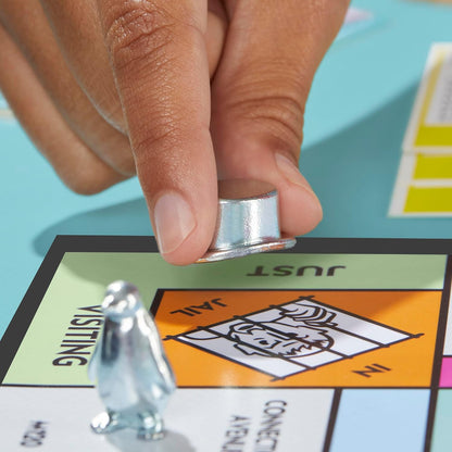 Monopoly Board Game with Storage Tray and Larger Tokens - English Version
