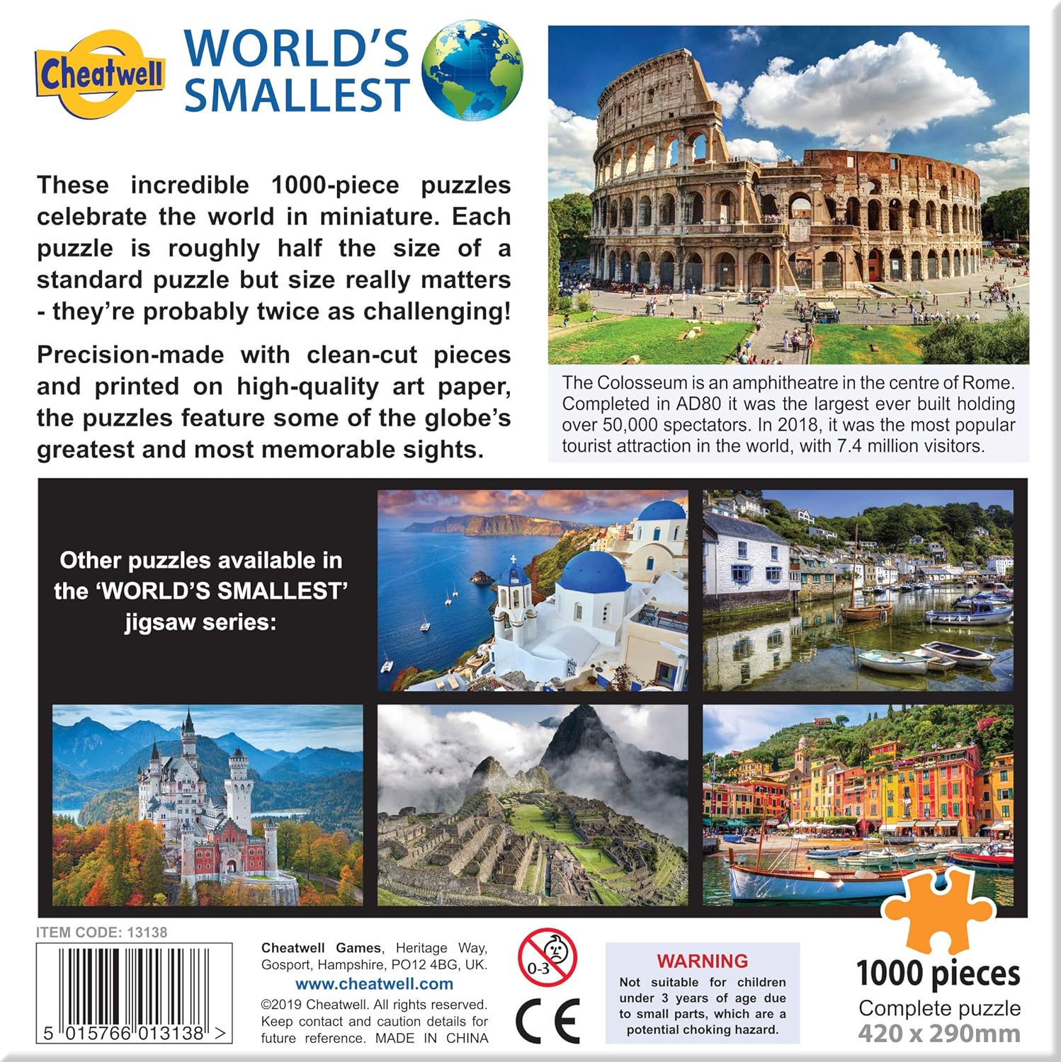 Cheatwell Games 13138 Puzzle World's Smallest 1000 Piece Jigsaw