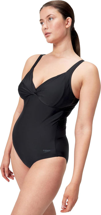Speedo Women's Shaping Cross Knot 1 Piece Swimsuit | Shapewear | Beach and Holiday Swimwear Swimsuit (Pack of 1)