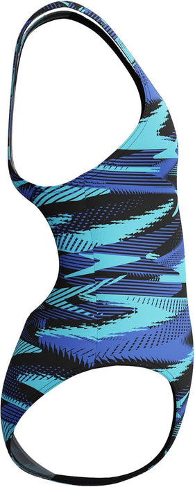 Speedo Girl's Hyperboom Allover Medalist Swimsuit |Quick Drying | Fitness | Chlorine Resistant Swimsuit 11-12 Years Cobalt Pop