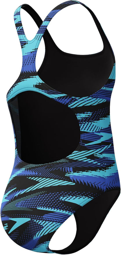 Speedo Girl's Hyperboom Allover Medalist Swimsuit |Quick Drying | Fitness | Chlorine Resistant Swimsuit