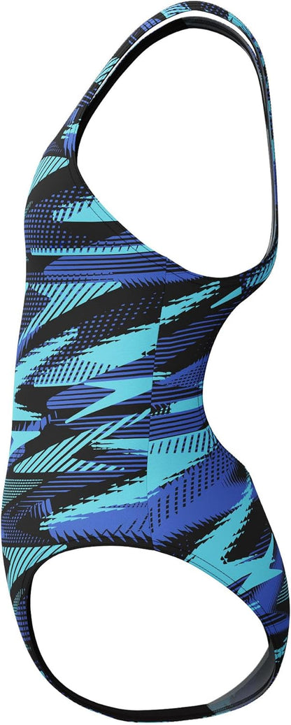 Speedo Girl's Hyperboom Allover Medalist Swimsuit |Quick Drying | Fitness | Chlorine Resistant Swimsuit