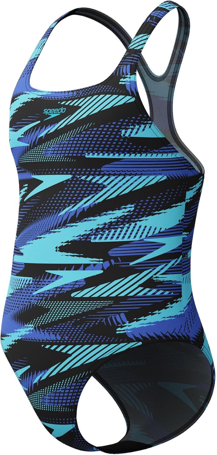 Speedo Girl's Hyperboom Allover Medalist Swimsuit |Quick Drying | Fitness | Chlorine Resistant Swimsuit