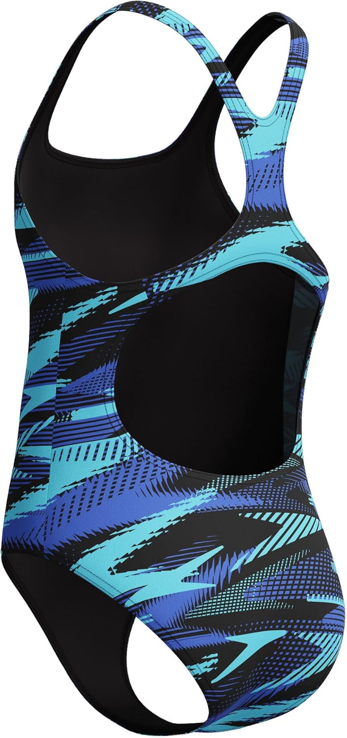 Speedo Girl's Hyperboom Allover Medalist Swimsuit |Quick Drying | Fitness | Chlorine Resistant Swimsuit