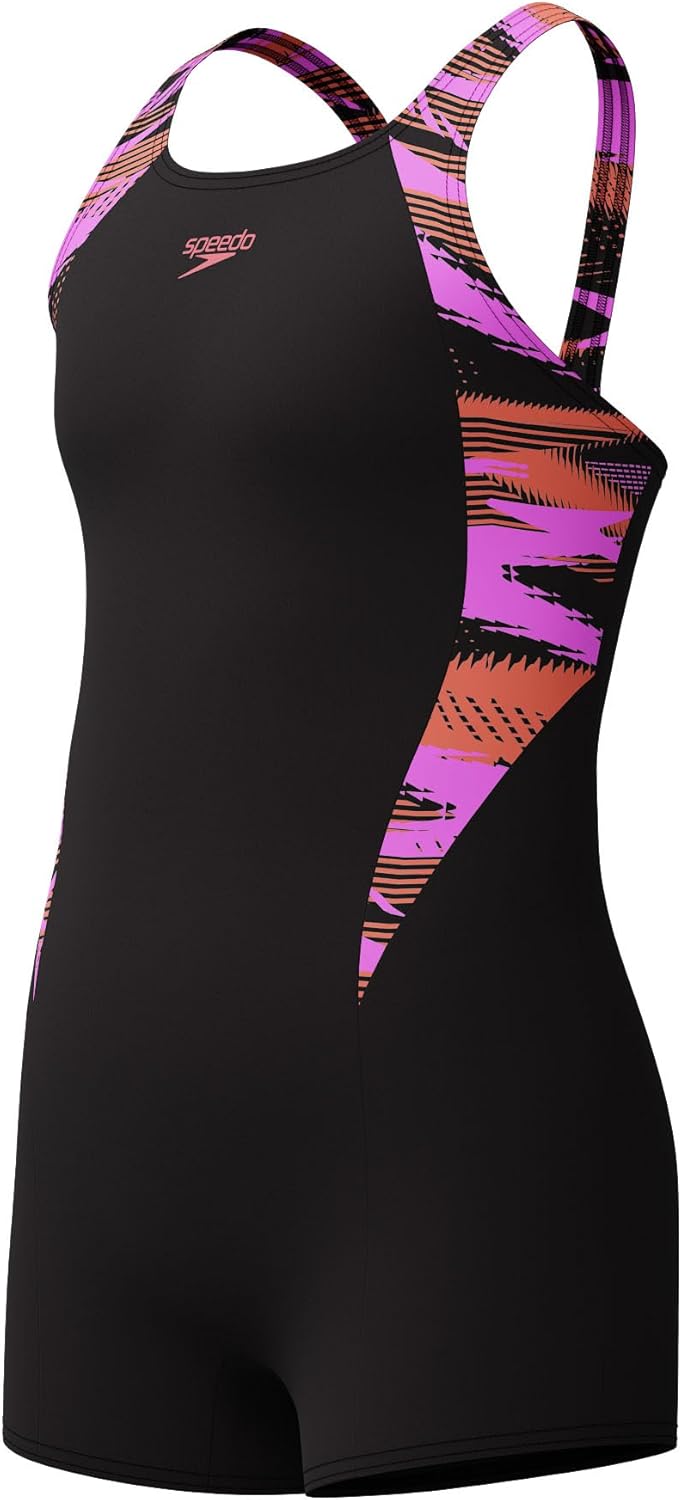 Speedo Girls HyperBoom Splice Legsuit Swimsuit Swimming Costume Coral Sands
