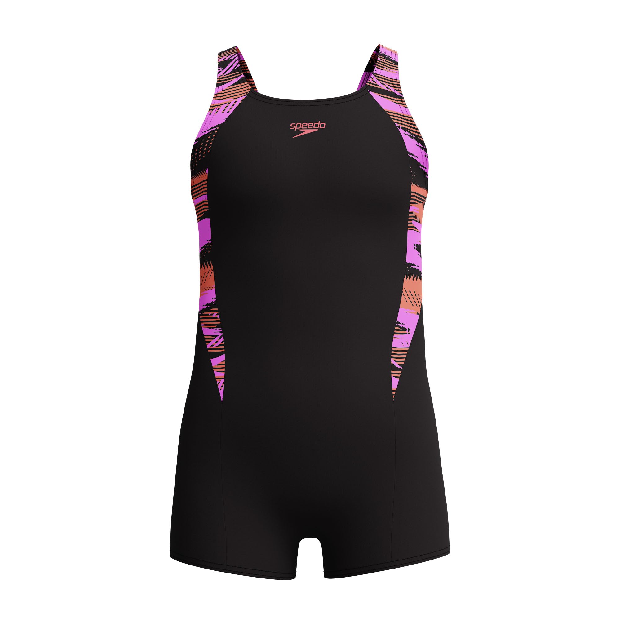 Speedo Girls HyperBoom Splice Legsuit Swimsuit Swimming Costume Coral Sands