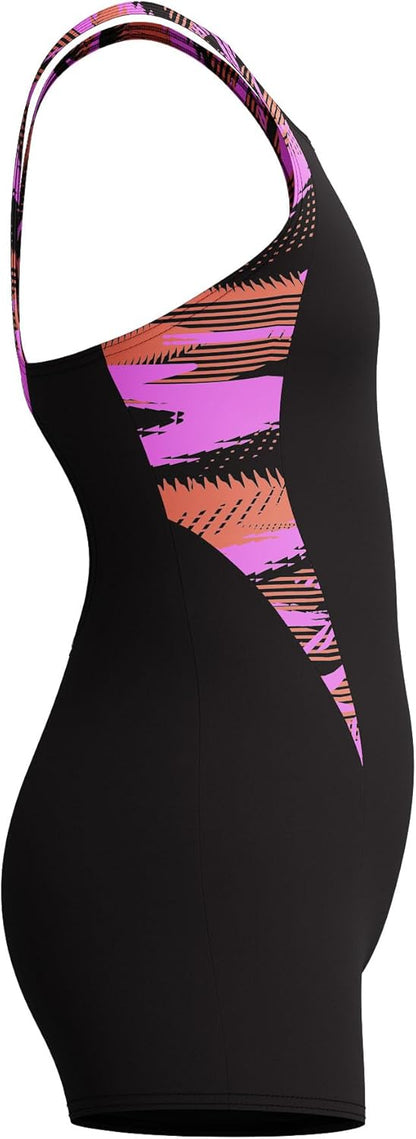 Speedo Girls HyperBoom Splice Legsuit Swimsuit Swimming Costume Coral Sands