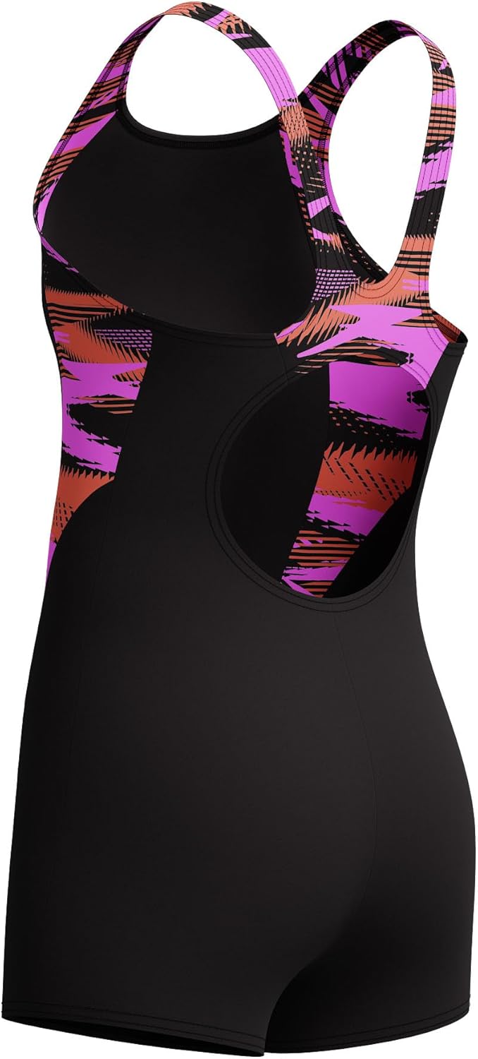 Speedo Girls HyperBoom Splice Legsuit Swimsuit Swimming Costume Coral Sands