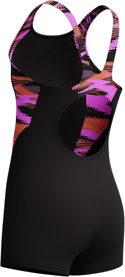 Speedo Girls HyperBoom Splice Legsuit Swimsuit Swimming Costume Coral Sands