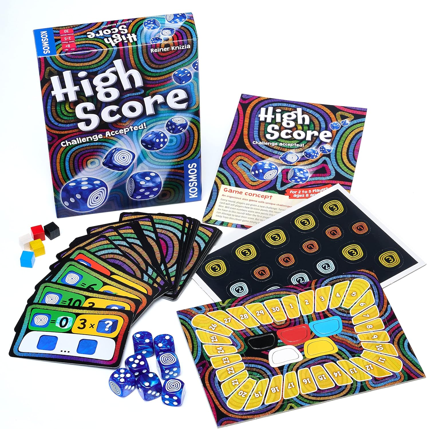 Thames & Kosmos High Score, Competitive Dice-Rolling Game, Board Games for Game Night, Family Games for Adults and Kids, For 2 to 5 Players, Age 8+, 2-Language, English/German