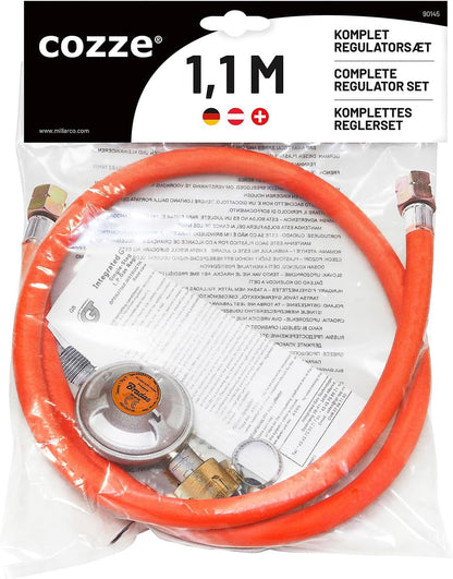 Cozze - Regulator Set With 1.1 Metre Hose And Regulator 2 X 1/4 50 Mbar (De)