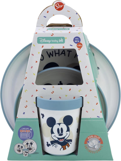 Disney - Mickey Mouse - Toddler 3 Pcs Bicolor Premium Non Slip Set in Gift Box - Full of Smiles