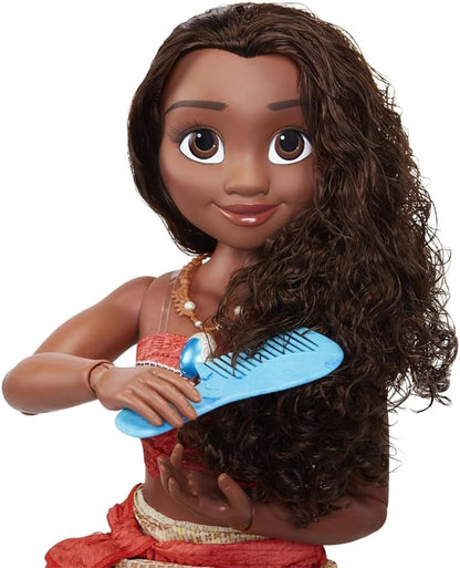 Disney Princesses - Grande Poupée Princesse Moana 81 Cm - Licence Officielle Disney - Poupée Articulée - Cheveux Bouclées Soyeux - Robe Et Accessoires Coiffures Inclus - Jouet Enfant 3 Ans+