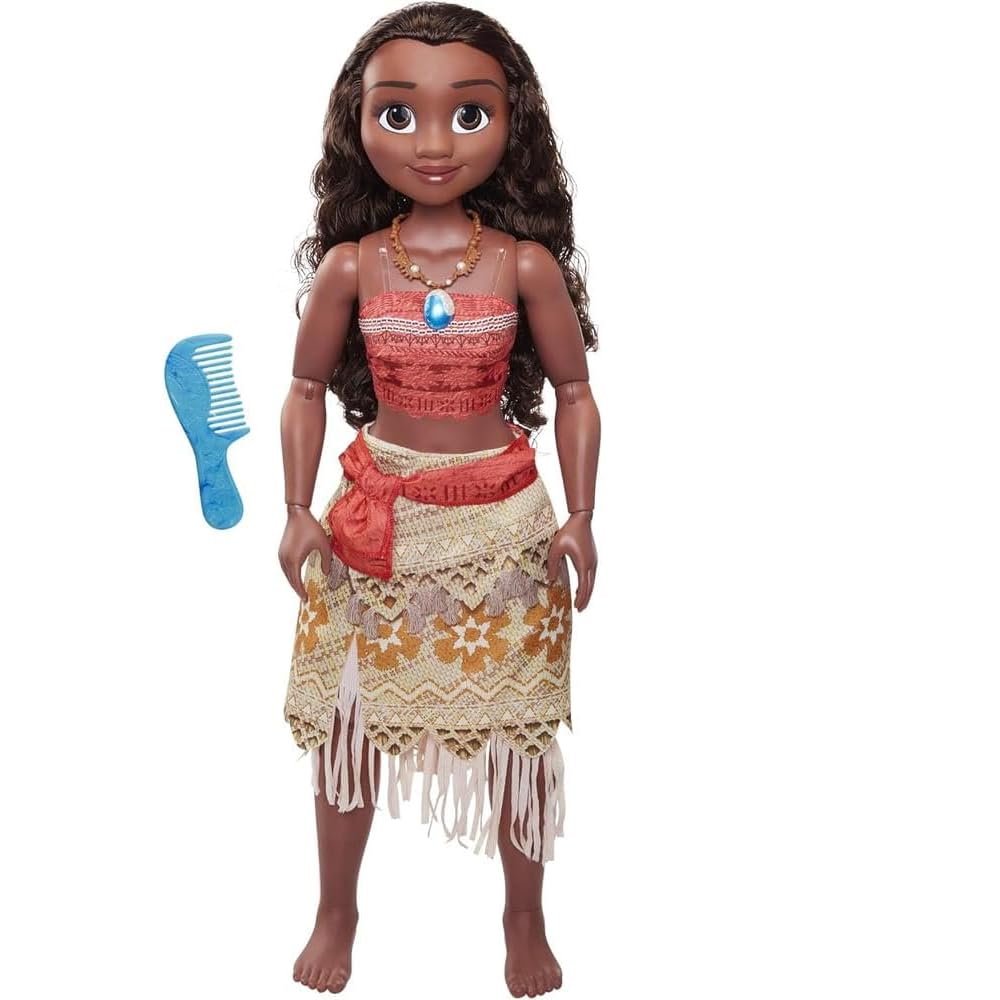 Disney Princesses - Grande Poupée Princesse Moana 81 Cm - Licence Officielle Disney - Poupée Articulée - Cheveux Bouclées Soyeux - Robe Et Accessoires Coiffures Inclus - Jouet Enfant 3 Ans+