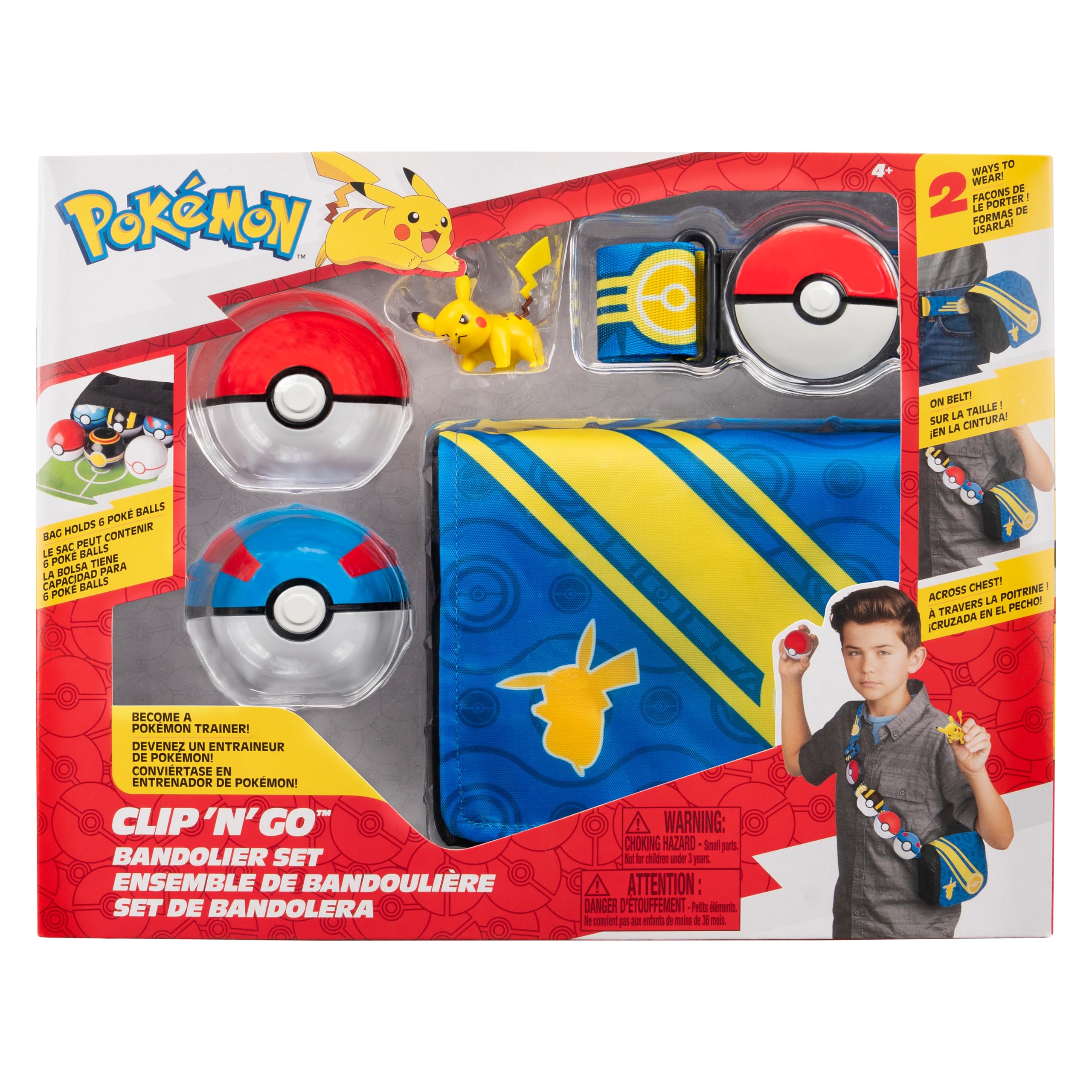 Pokémon Bandolier Set - Pikachu #4 with Pokéball, Great Ball and Pikachu Themed Belt & Bag - W5