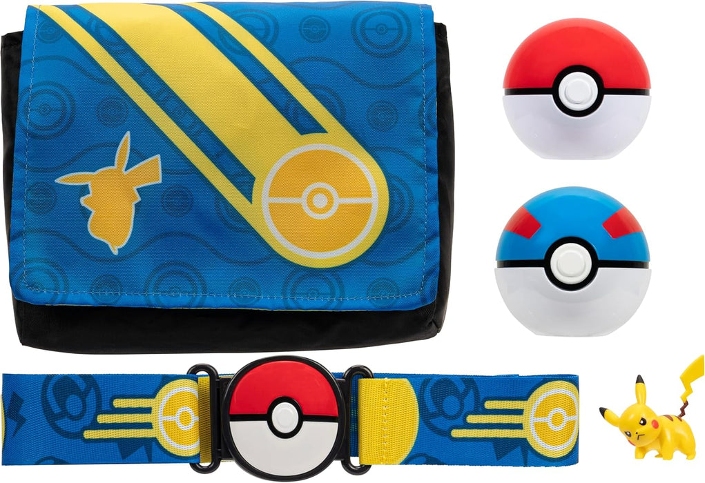 Pokémon Bandolier Set - Pikachu #4 with Pokéball, Great Ball and Pikachu Themed Belt & Bag - W5