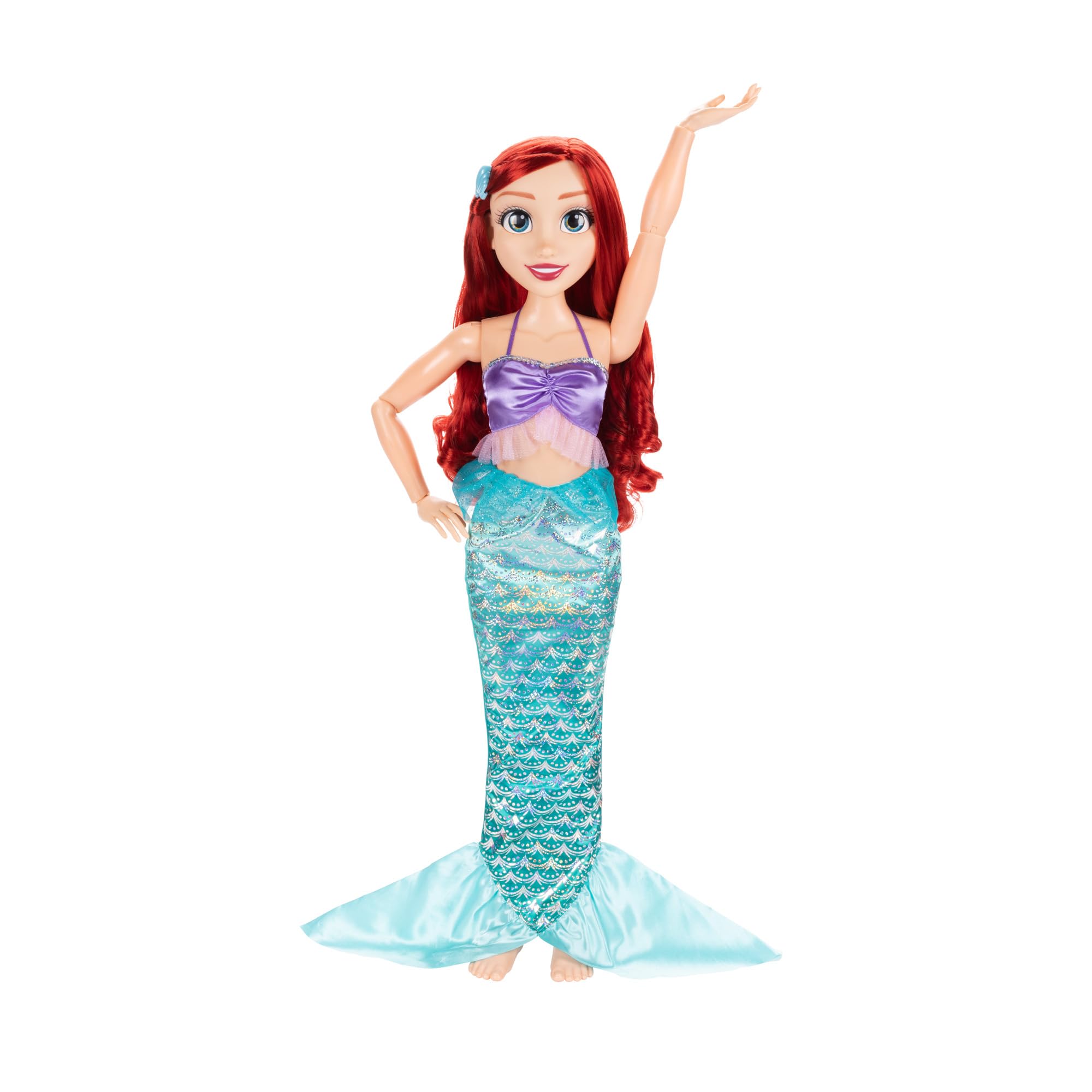 Disney Princess Ariel Doll Playdate by Jakks Pacific 32"/81 cm Tall and Poseable; My Size Articulated Doll in Greene Dress; Comes with Brush to Comb Her Long flowing Hair