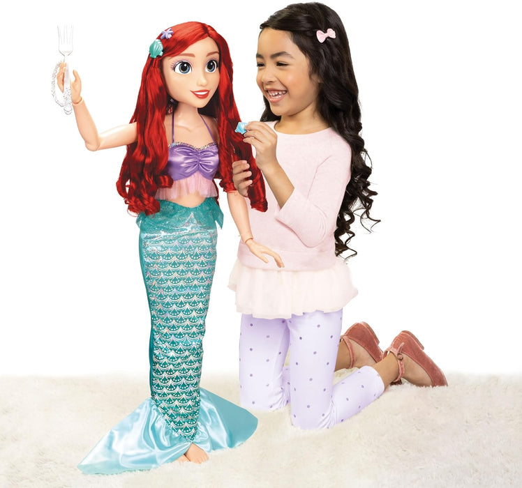 Disney Princess Ariel Doll Playdate by Jakks Pacific 32"/81 cm Tall and Poseable; My Size Articulated Doll in Greene Dress; Comes with Brush to Comb Her Long flowing Hair