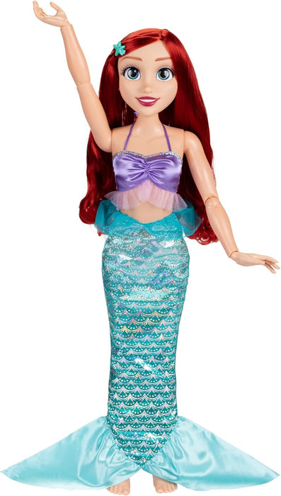 Disney Princess Ariel Doll Playdate by Jakks Pacific 32"/81 cm Tall and Poseable; My Size Articulated Doll in Greene Dress; Comes with Brush to Comb Her Long flowing Hair