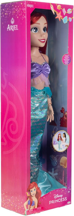 Disney Princess Ariel Doll Playdate by Jakks Pacific 32"/81 cm Tall and Poseable; My Size Articulated Doll in Greene Dress; Comes with Brush to Comb Her Long flowing Hair
