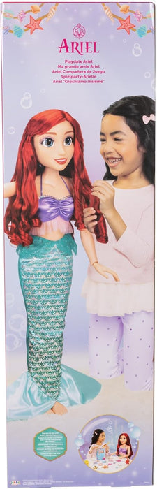 Disney Princess Ariel Doll Playdate by Jakks Pacific 32"/81 cm Tall and Poseable; My Size Articulated Doll in Greene Dress; Comes with Brush to Comb Her Long flowing Hair