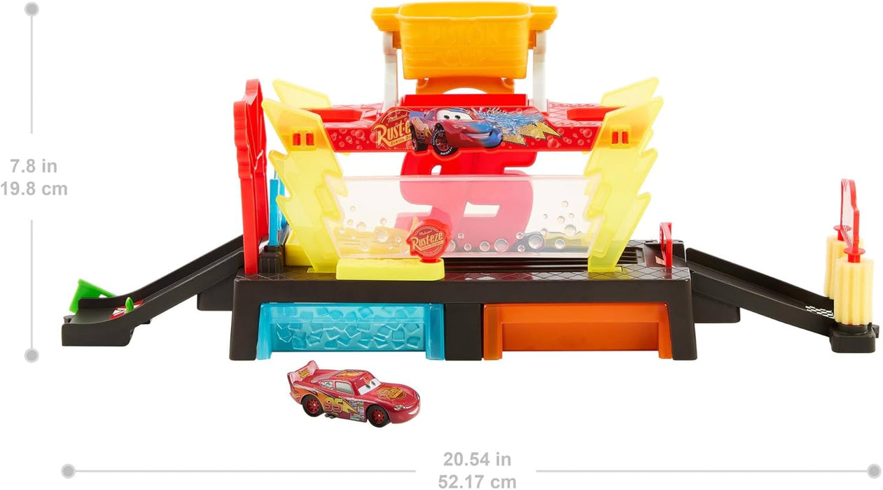 Mattel Disney and Pixar Cars Color Changers Car Wash Playset with Color Changing Lightning McQueen Toy Vehicle, 20-Inches Long, Connects to Other Sets, JBM70