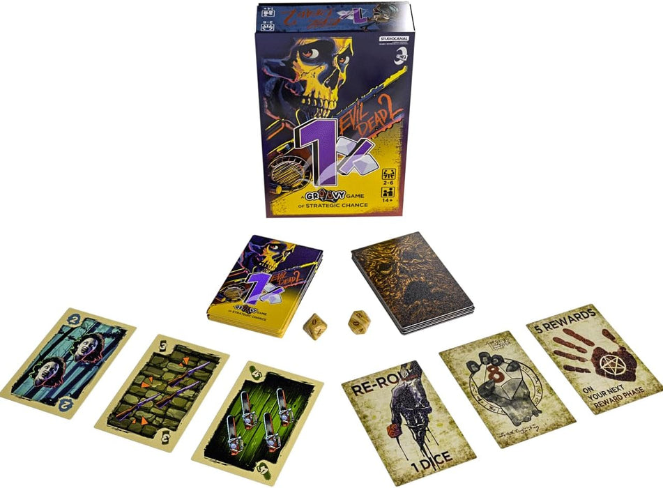 Iconiq Studios Evil Dead 2 1% - Ash Williams Groovy One Percent Party games - card games - 2 decks and 2 dice - fun fast
