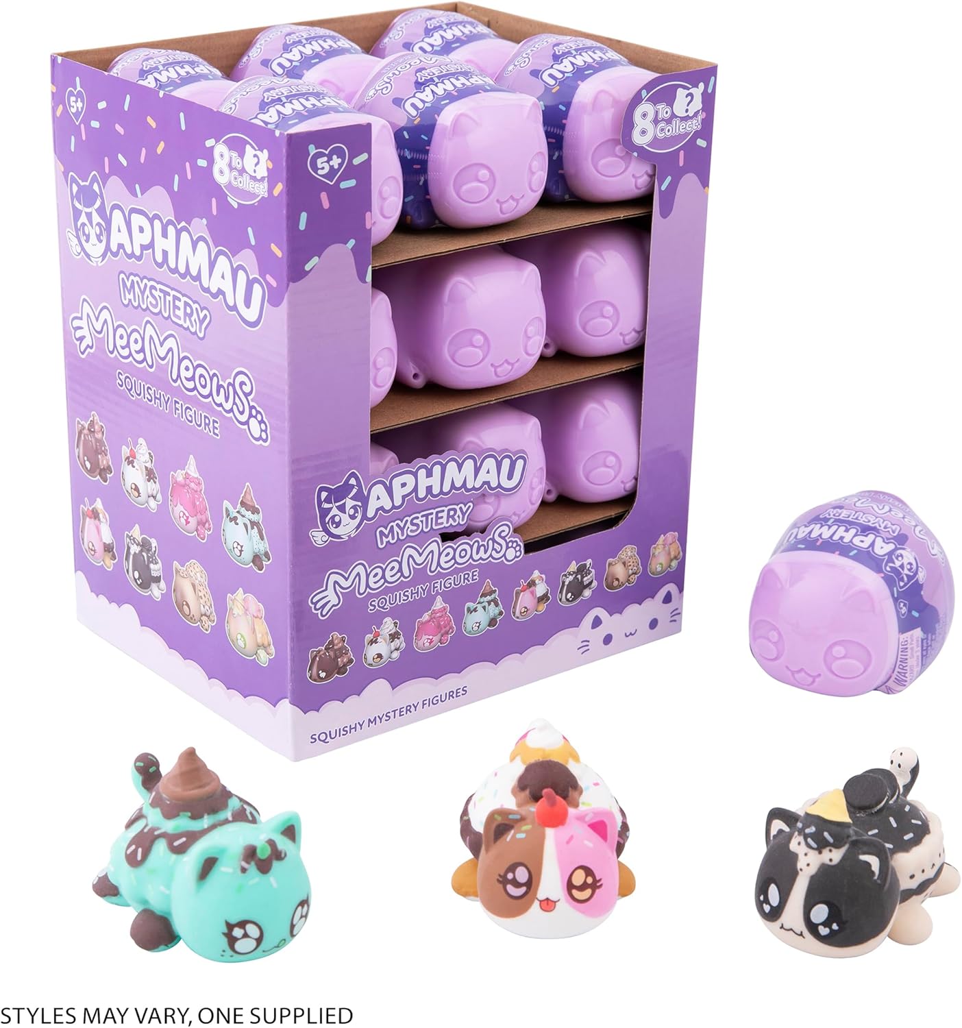 Aphmau MeeMeow Mystery Squishy Figures; Serie 3- IJs; Blind Box, 1 van 8 Mogelijke Ice Cream MeeMeows, Officiële Merch