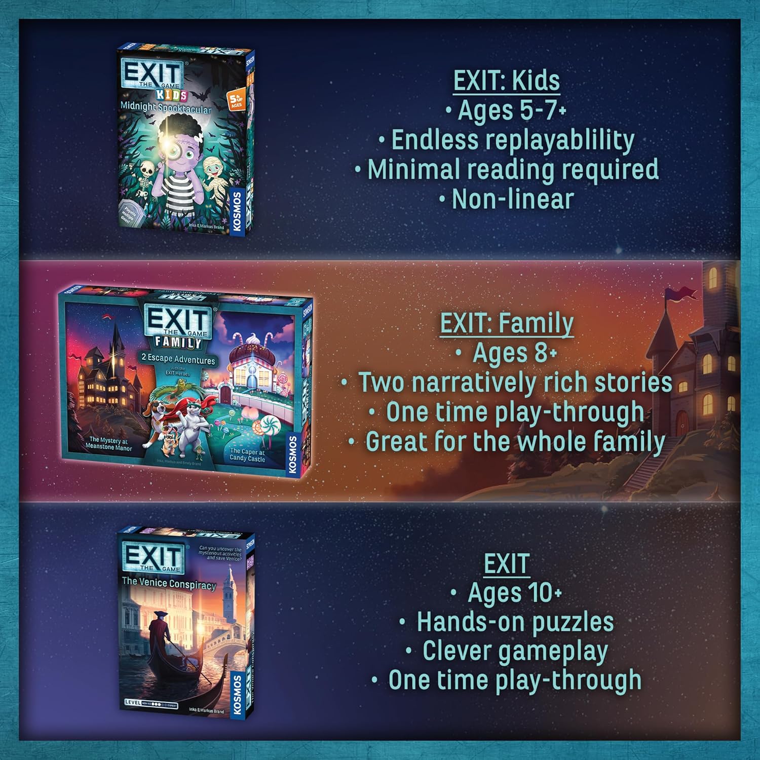 Thames & Kosmos EXIT: Family Heroes, 2 Escape Room Card Games, Family Games for Game Night, Escape Room Fun for the Whole Family, For 2 to 4 Players, Ages 8+