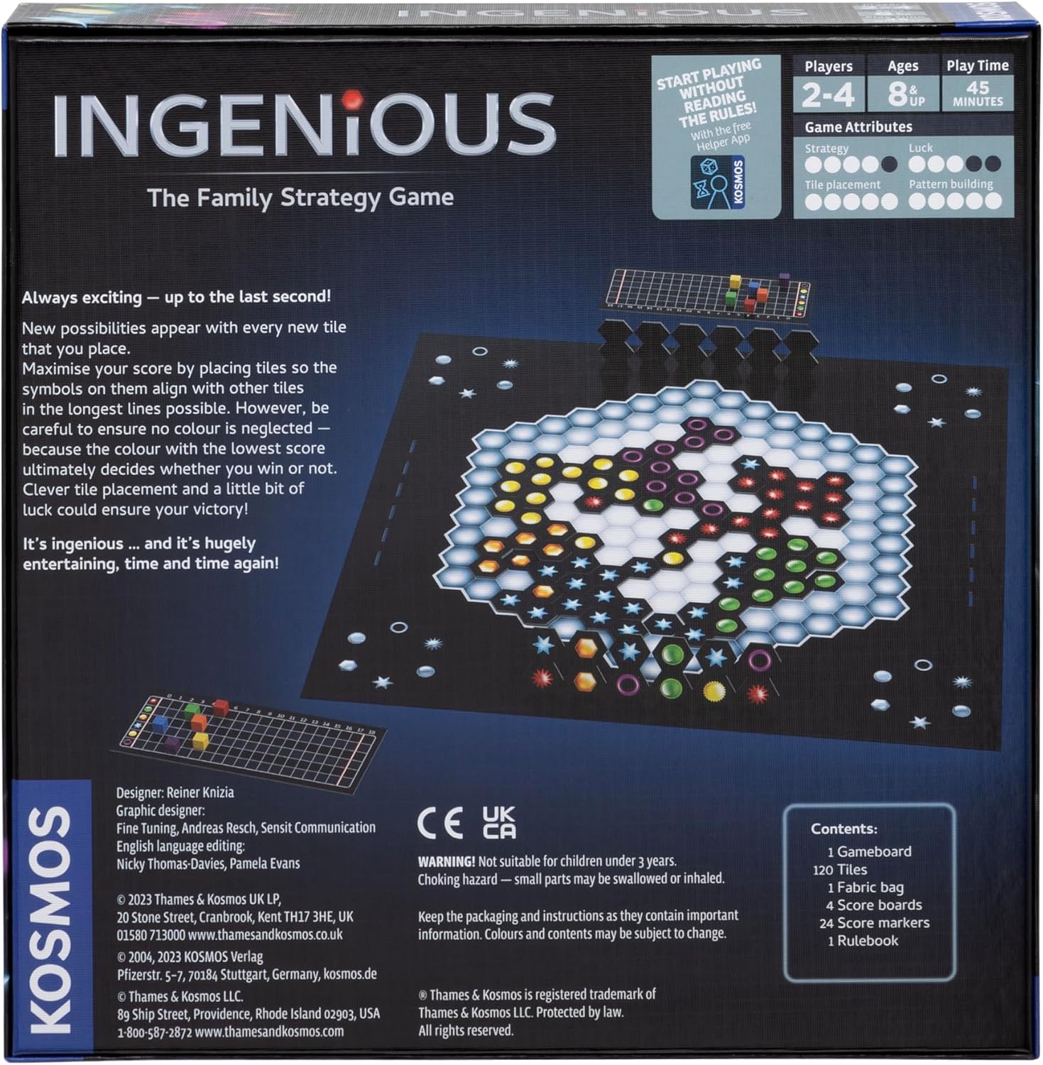 Thames & Kosmos Ingenious: The Family Strategy Game, Tile Placement Game, Board Games for Adults and Kids, For 2 to 4 Players, Age 8+