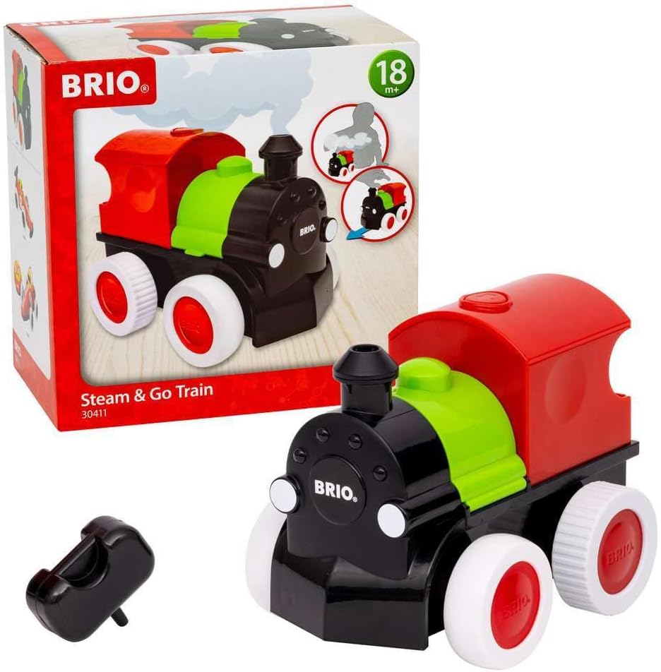 BRIO Push & Go Battery Powered Steaming Toy Train for Toddlers Age 18 Months Up - Safe to Touch Steam