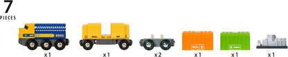 BRIO World Three Wagon Cargo Engine Train Toy for Kids Age 3 Years Up - Wooden Railway Add On Accessories