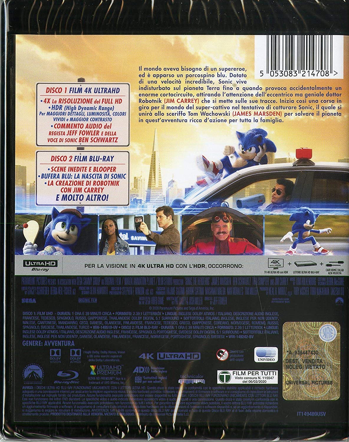 Sonic - Il Film ( 4K Ultra-HD+Blu-Ray)